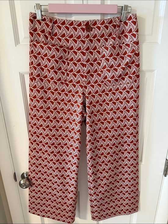 Jones New York Pants - Jones New York Geometric Ponte Cropped Straight Leg Pants - Rust/White Size 8